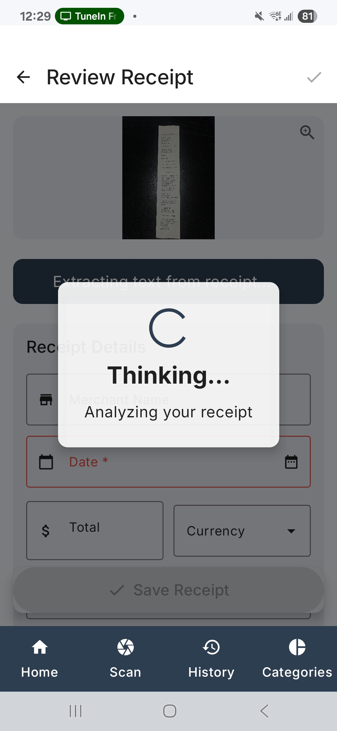 ExpenseZen AI Processing